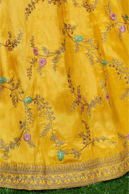 Yellow Colour Mulberry Silk Lehenga Choli