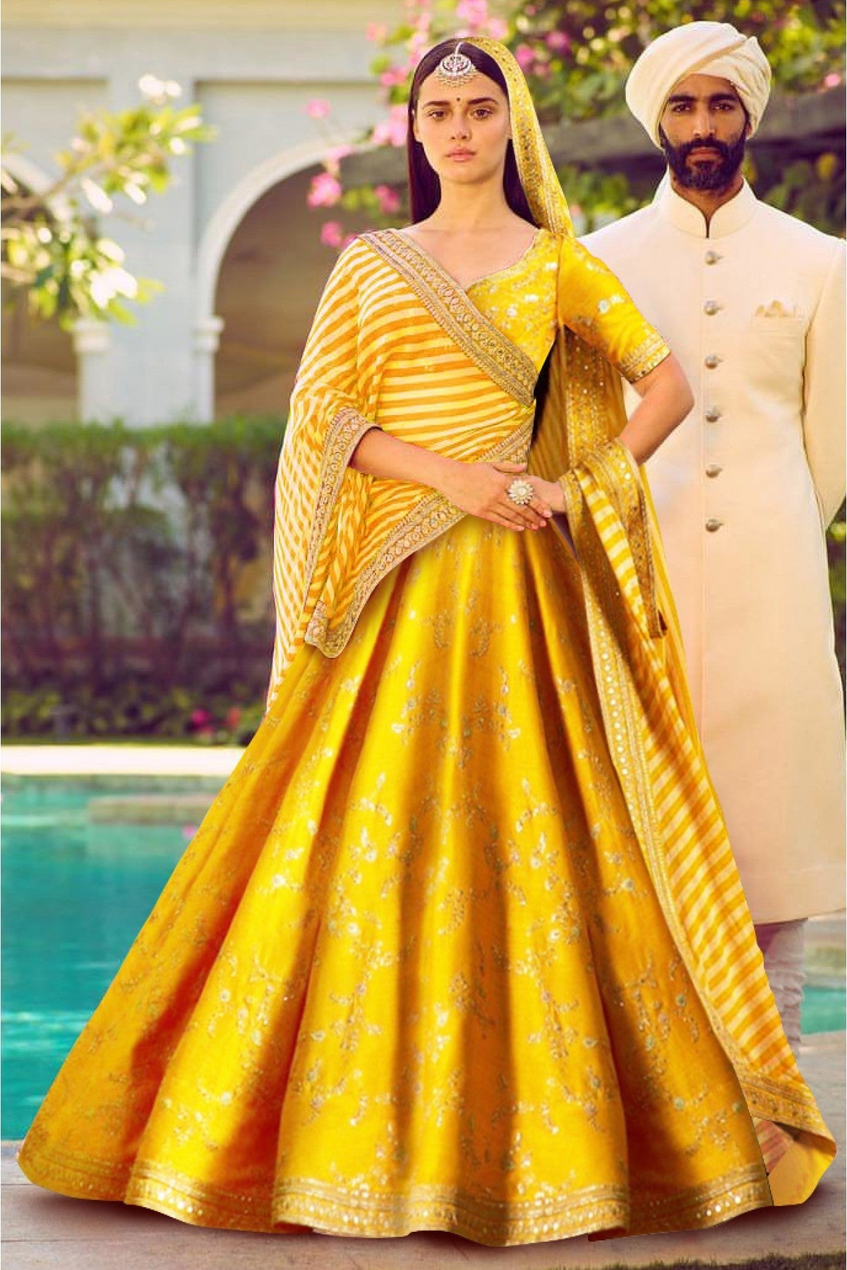 Yellow Colour Mulberry Silk Lehenga Choli