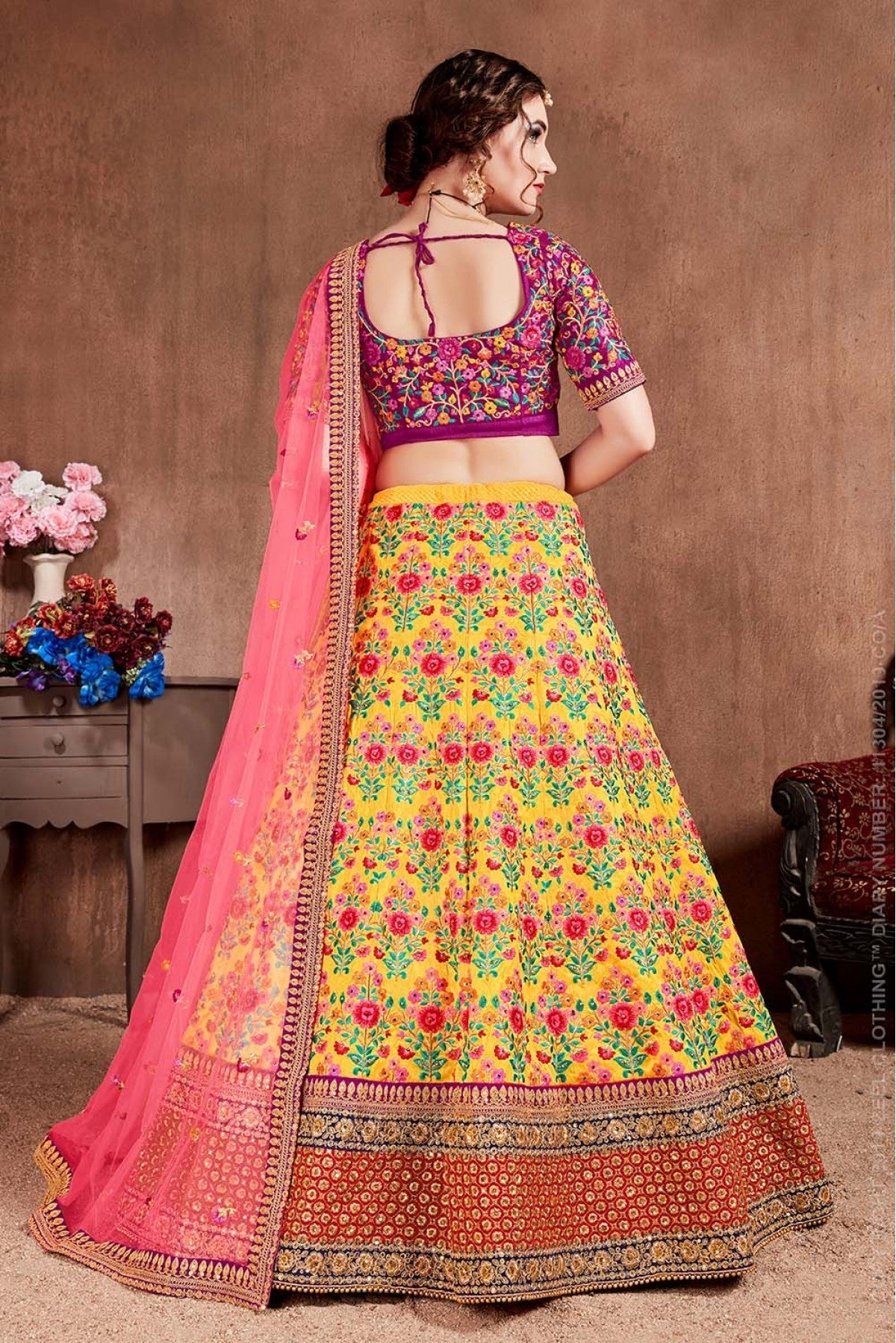 Yellow Colour Mulberry Silk Lehenga Choli