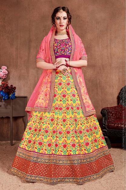 Yellow Colour Mulberry Silk Lehenga Choli