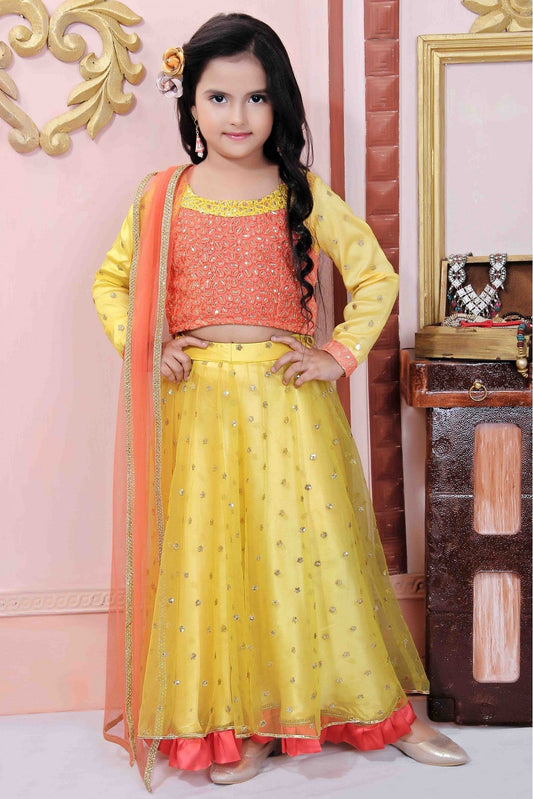 Yellow Colour Net Party Wear Lehenga Choli