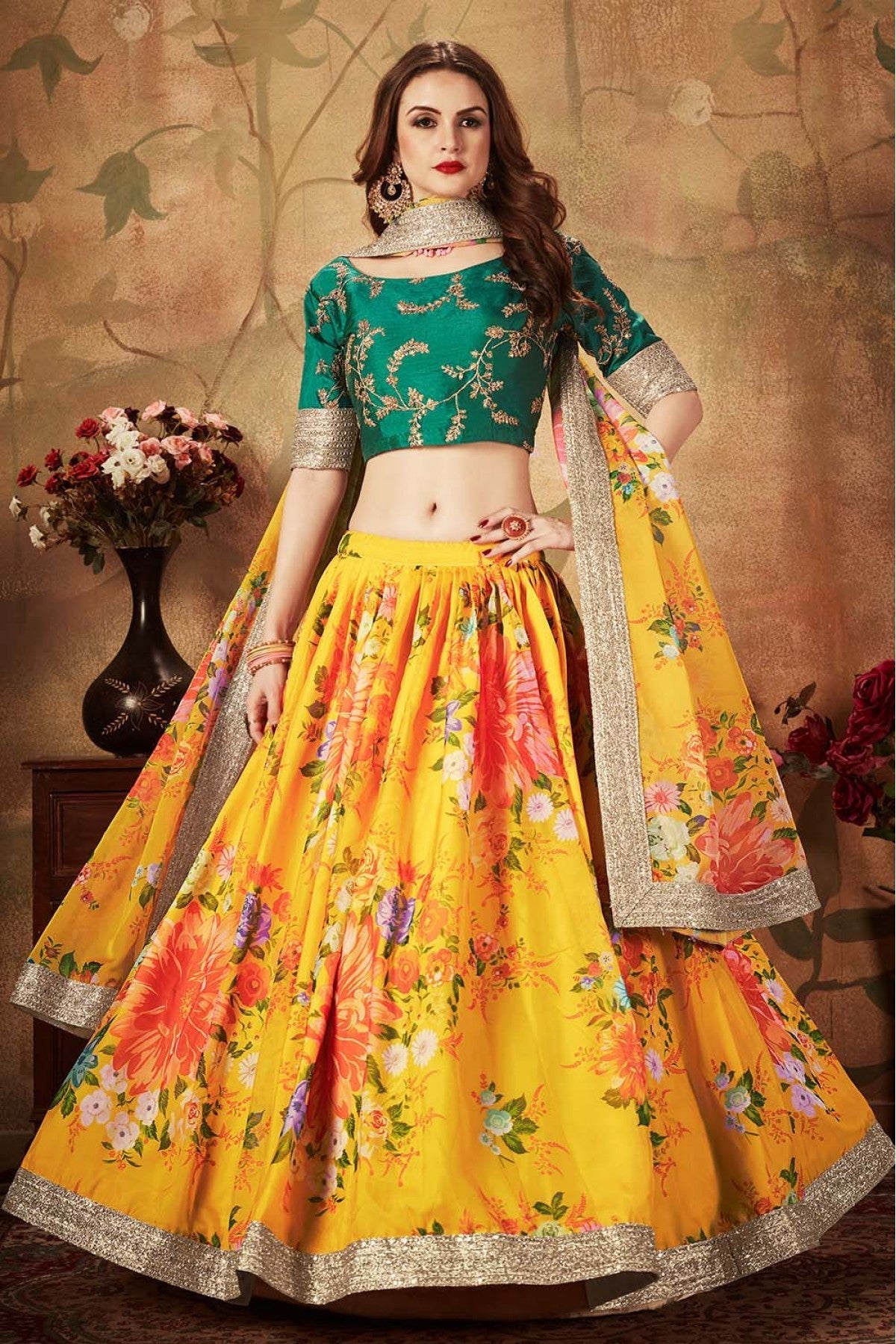 Yellow Colour Organza Lehenga Choli