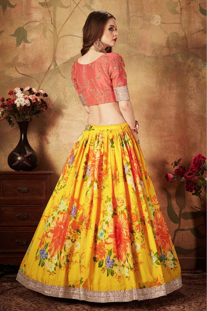 Yellow Colour Organza Lehenga Choli