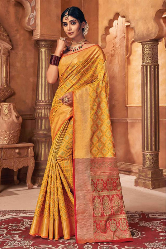 Yellow Colour Patola Silk Woven Saree