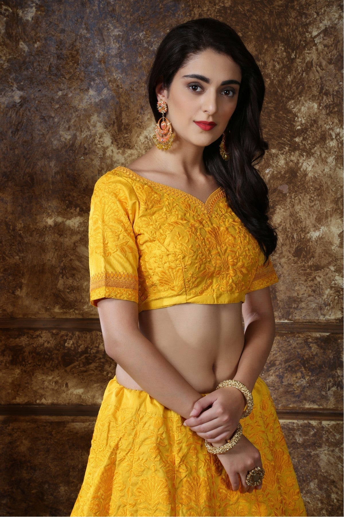 Yellow Colour Silk Embroidery Lehenga Choli