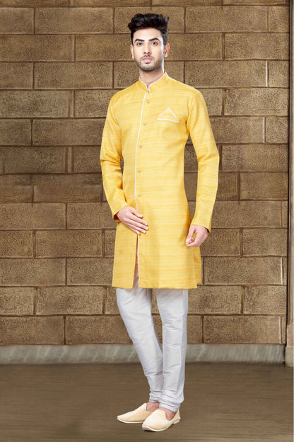 Yellow Colour Silk Indo Western VSSH1040197