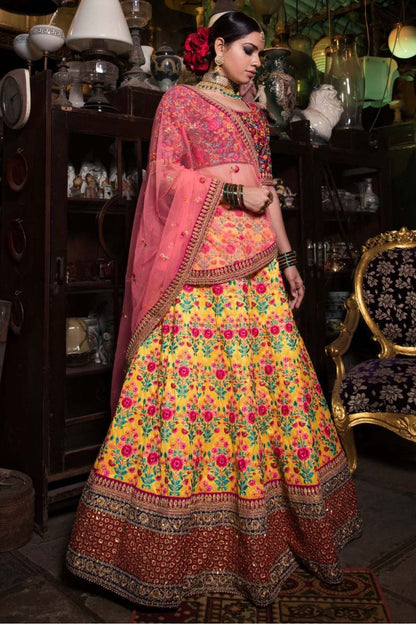 Yellow Colour Silk Lehenga Choli