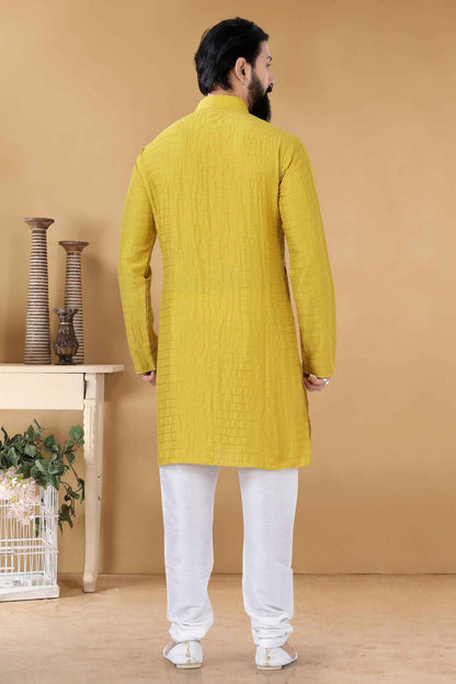 Yellow Colour Soft Cotton Kurta Pajama VSKP1130101