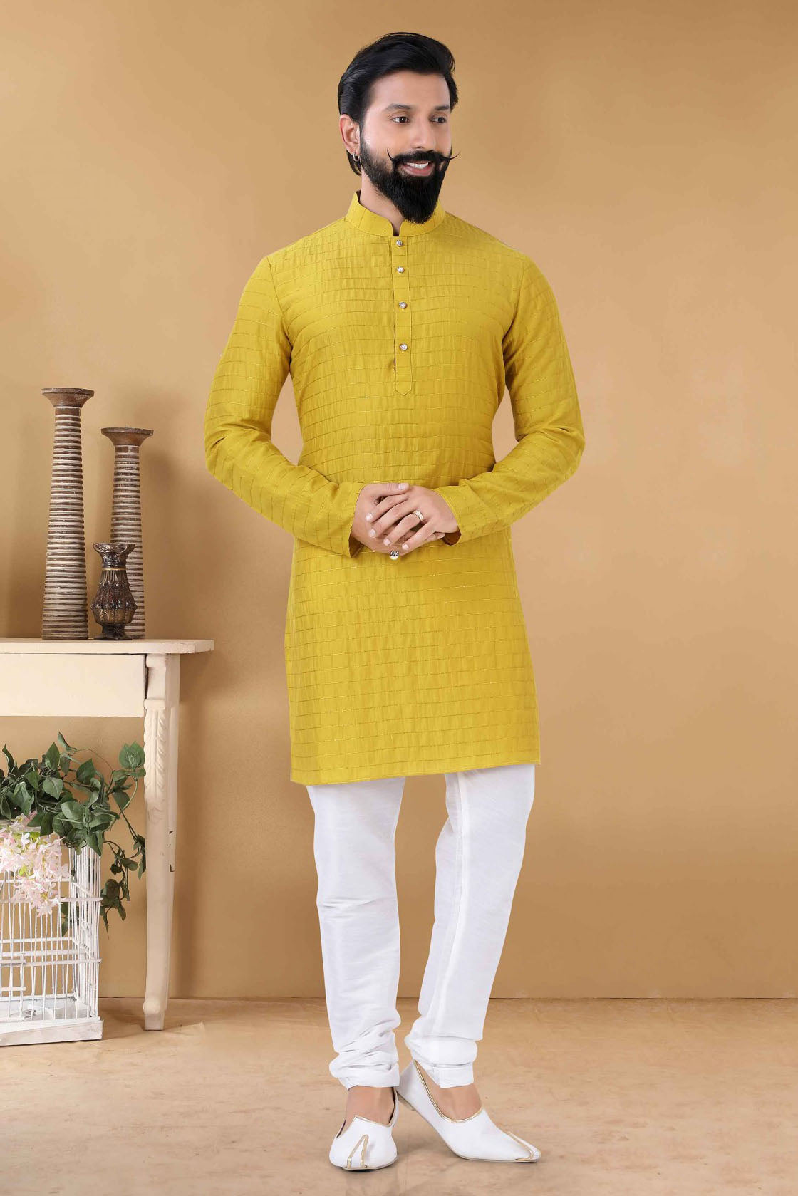 Yellow Colour Soft Cotton Kurta Pajama VSKP1130101